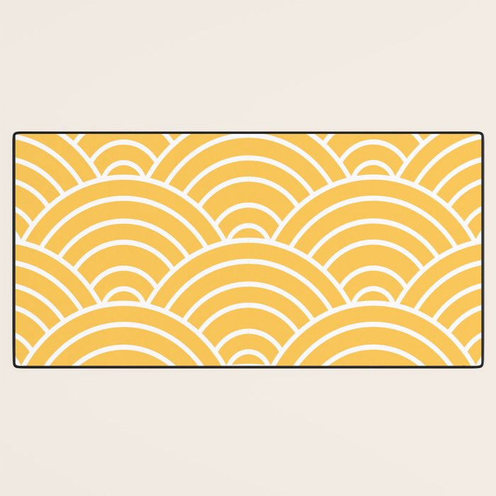 Yellow Japanese Seigaiha Wave Desk Mat Gallery Image 3
