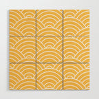 Yellow Japanese Seigaiha Wave Wood Wall Art Gallery Image 1