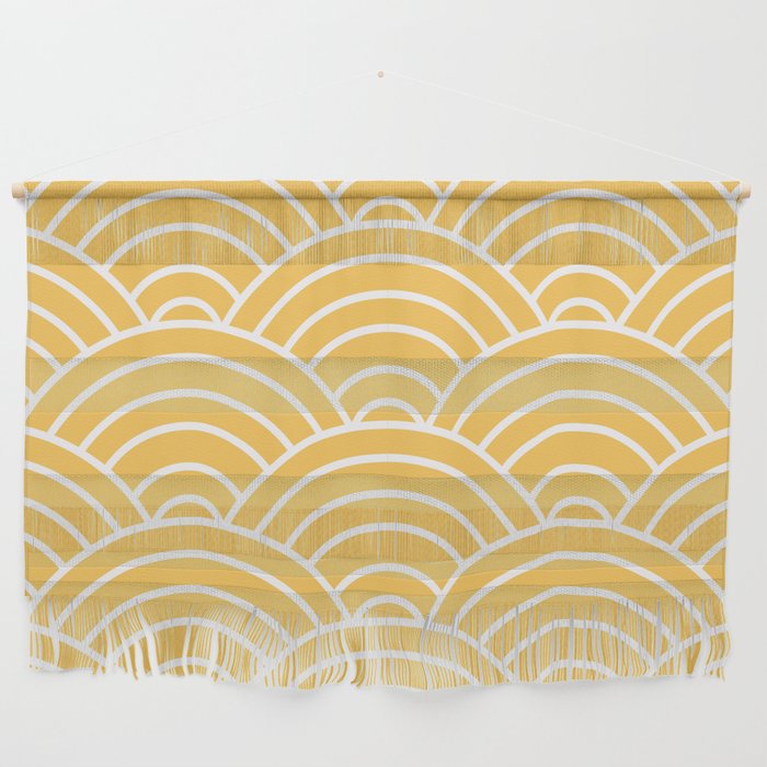 Yellow Japanese Seigaiha Wave Wall Hanging Gallery Image 1