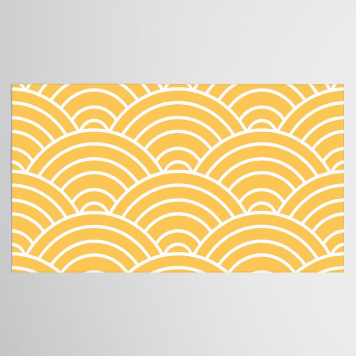 Yellow Japanese Seigaiha Wave Tablecloth Gallery Image 2