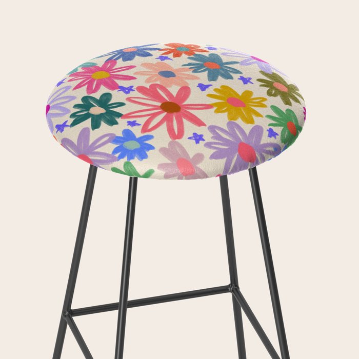 Bright Flowers and Stars Stool Gallery Image 2