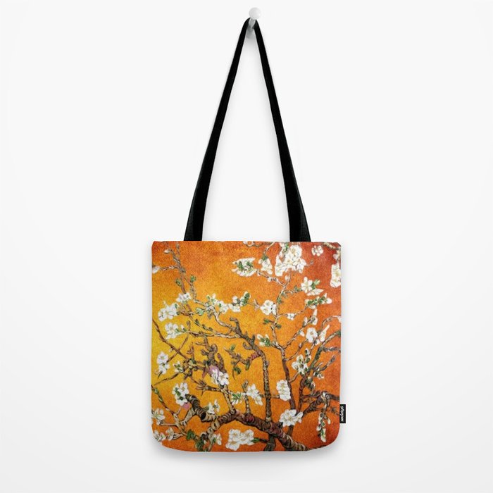 Vincent van Gogh Blossoming Almond Tree (Almond Blossoms) Orange Sky Tote Bag Gallery Image 2