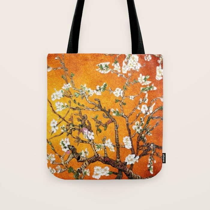 Vincent van Gogh Blossoming Almond Tree (Almond Blossoms) Orange Sky Tote Bag Gallery Image 1