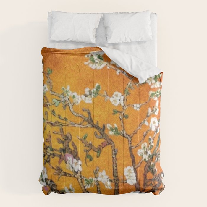 Vincent van Gogh Blossoming Almond Tree (Almond Blossoms) Orange Sky Comforter Gallery Image 1