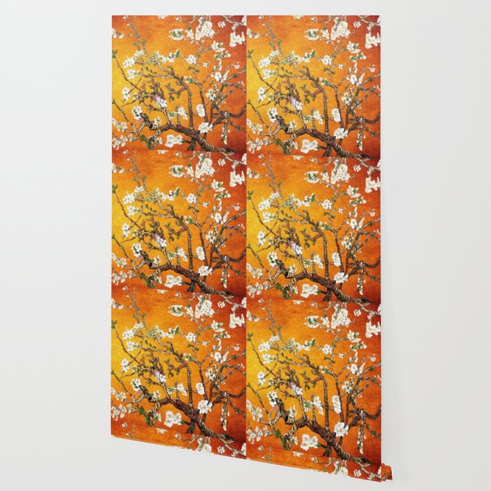 Vincent van Gogh Blossoming Almond Tree (Almond Blossoms) Orange Sky Wallpaper Gallery Image 2
