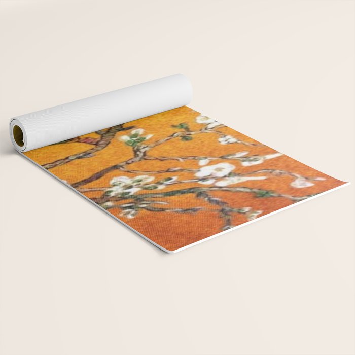 Vincent van Gogh Blossoming Almond Tree (Almond Blossoms) Orange Sky Yoga Mat Gallery Image 2