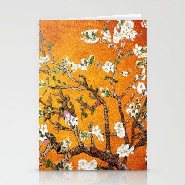 Vincent van Gogh Blossoming Almond Tree (Almond Blossoms) Orange Sky Stationery Card Gallery Image 1