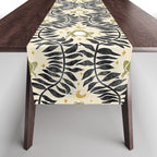 Froggie Ogee - black, moss green, and cream Table Runner Gallery Image 1
