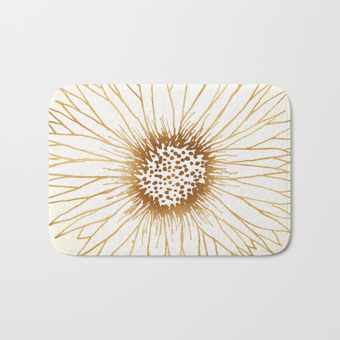 Gold Sunflower Drawing Bath Mat Gallery Image 1