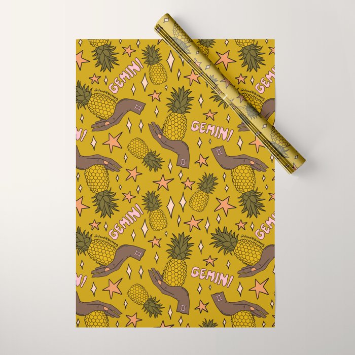 Gemini Pineapple Print Wrapping Paper Gallery Image 1