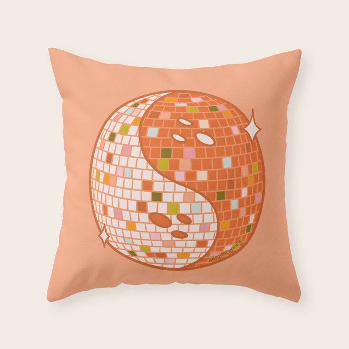 Spooky Yin Yang Disco Ball Throw Pillow Gallery Image 6