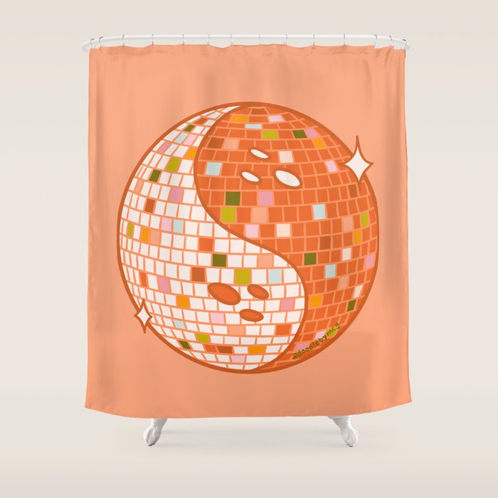 Spooky Yin Yang Disco Ball Shower Curtain Gallery Image 1