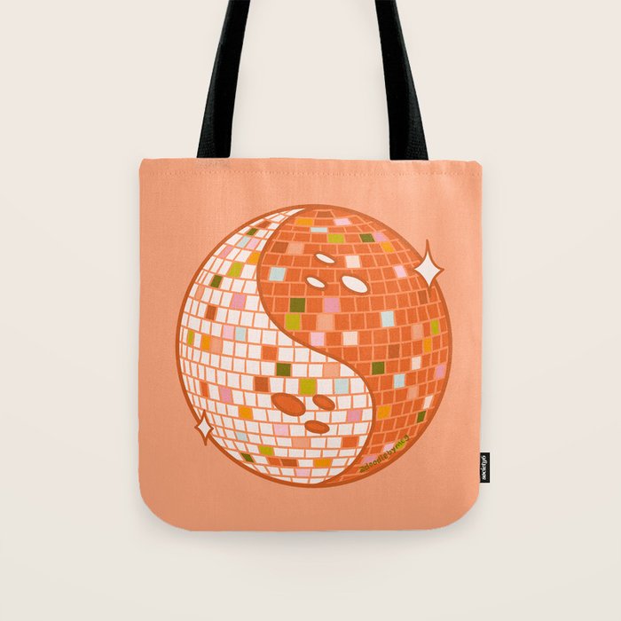 Spooky Yin Yang Disco Ball Tote Bag Gallery Image 1