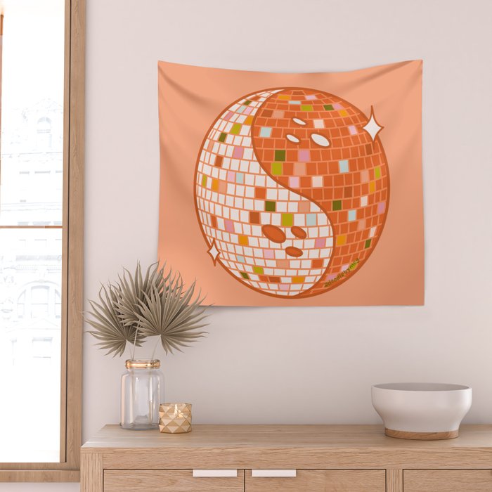 Spooky Yin Yang Disco Ball Wall Tapestry Gallery Image 2