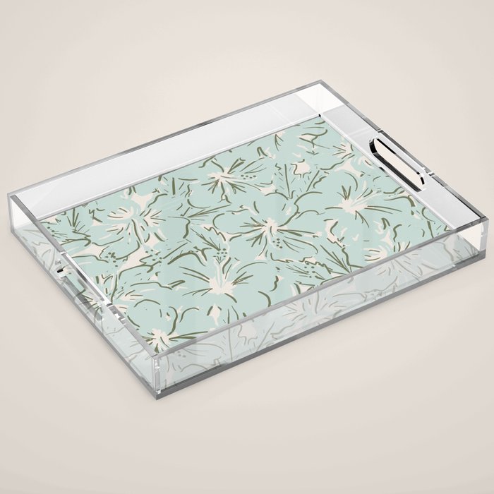 Hibiscus Hawaiian Print Acrylic Tray Gallery Image 1
