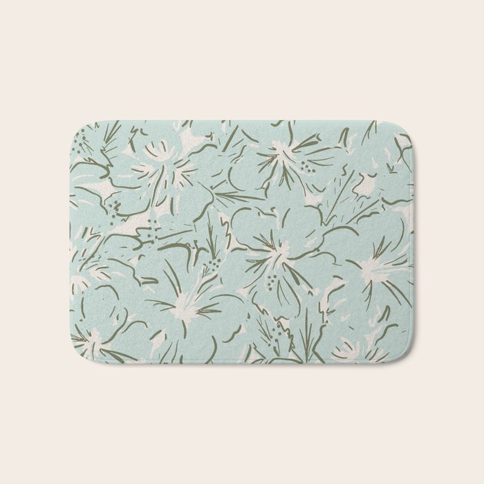 Hibiscus Hawaiian Print Bath Mat Gallery Image 1
