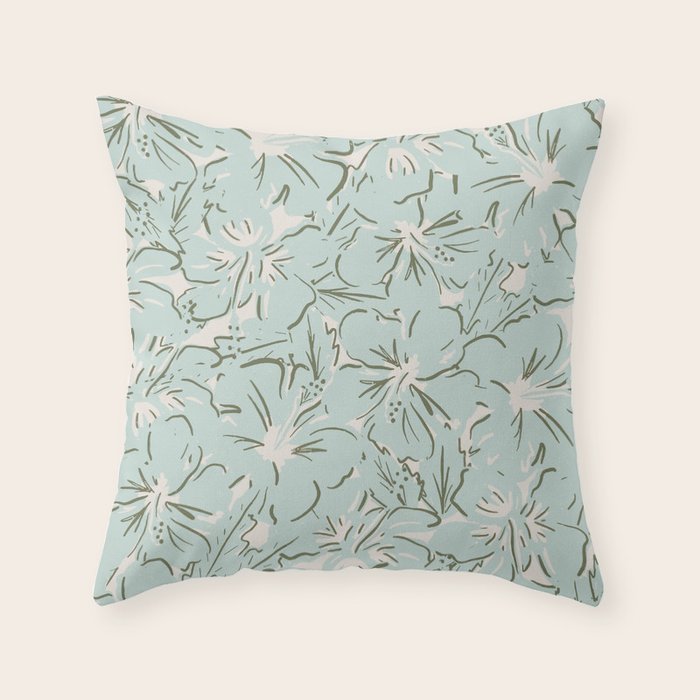 Hibiscus Hawaiian Print Throw Pillow Gallery Image 1