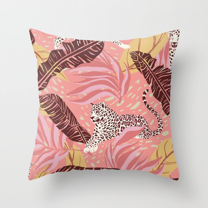 Leopard Crush Pink Throw Pillow Gallery Image 1