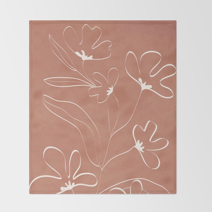 Little Flower Outline on Clay 03 Throw Blanket Gallery Image 2