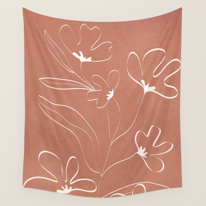 Little Flower Outline on Clay 03 Wall Tapestry Gallery Image 4