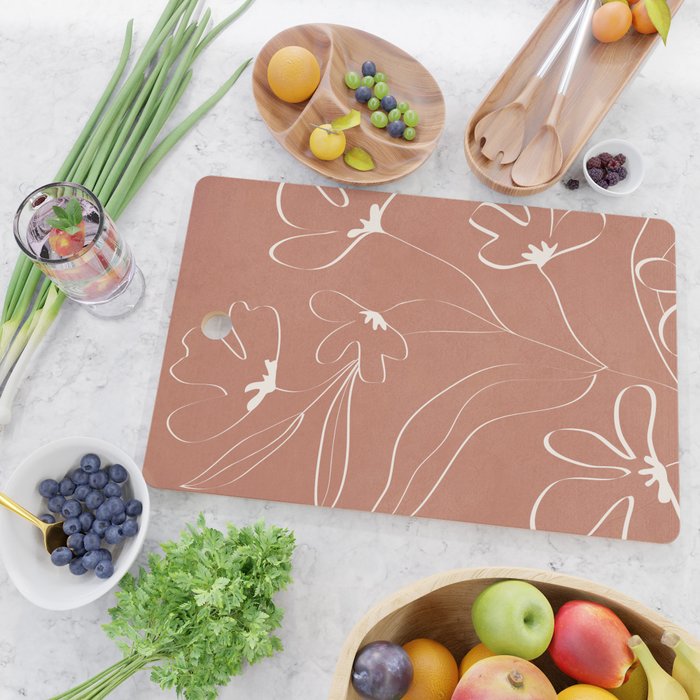 Little Flower Outline on Clay 03 Cutting Board Gallery Image 2