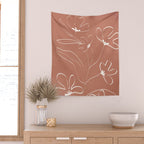 Little Flower Outline on Clay 03 Wall Tapestry Gallery Image 2