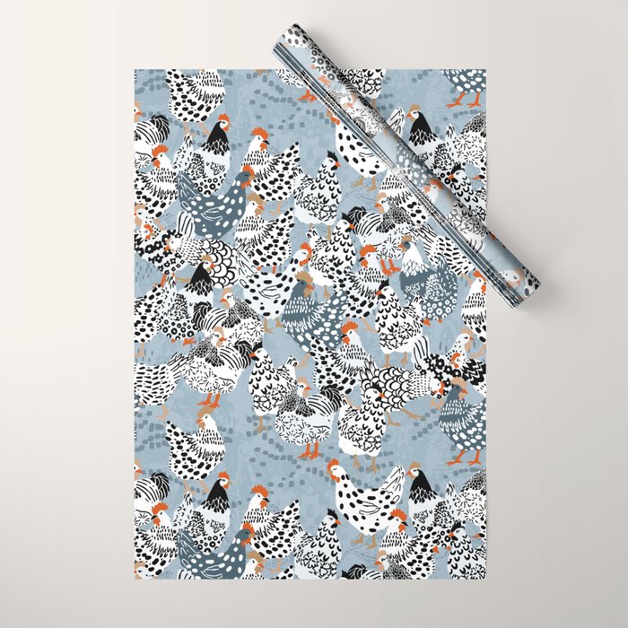 Favorite chickens blue Wrapping Paper Gallery Image 1