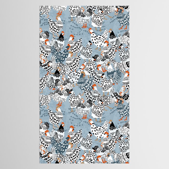 Favorite chickens blue Tablecloth Gallery Image 2