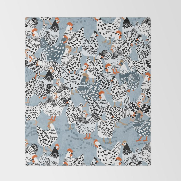 Favorite chickens blue Throw Blanket Gallery Image 2