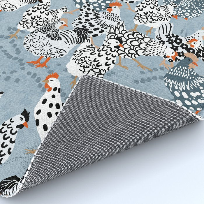 Favorite chickens blue Rug Gallery Image 4
