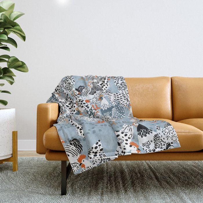 Favorite chickens blue Throw Blanket Gallery Image 1