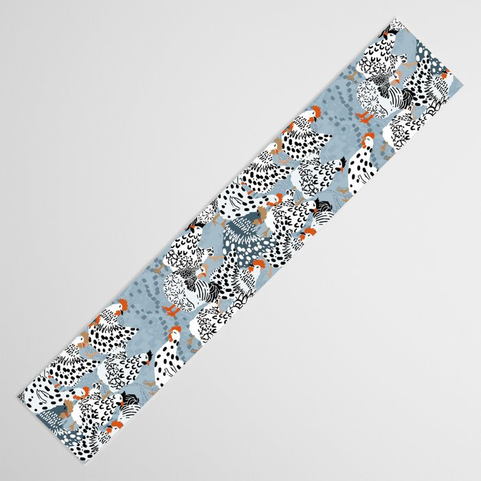 Favorite chickens blue Table Runner Gallery Image 3