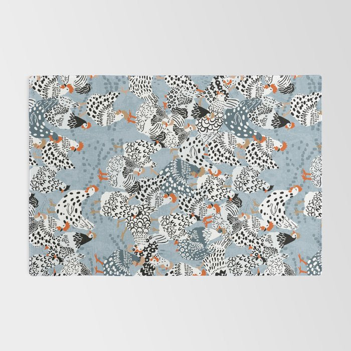 Favorite chickens blue Rug Gallery Image 2