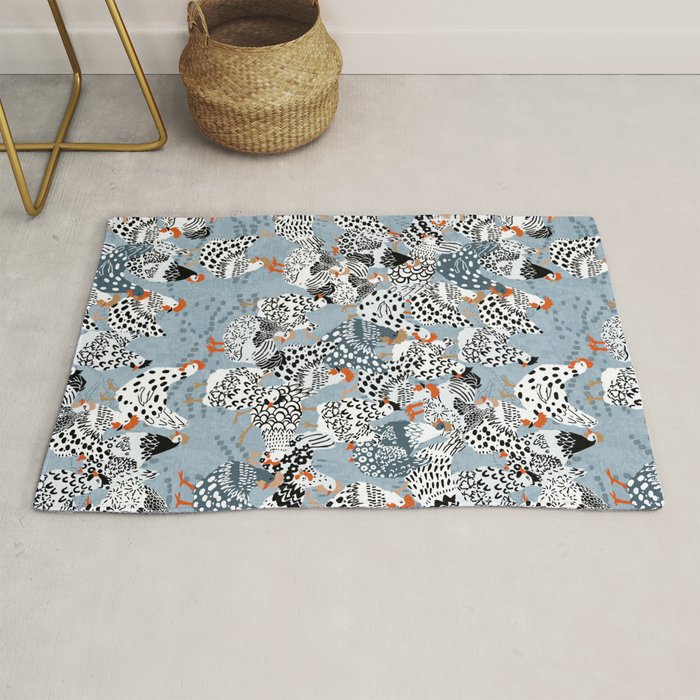 Favorite chickens blue Rug Gallery Image 1