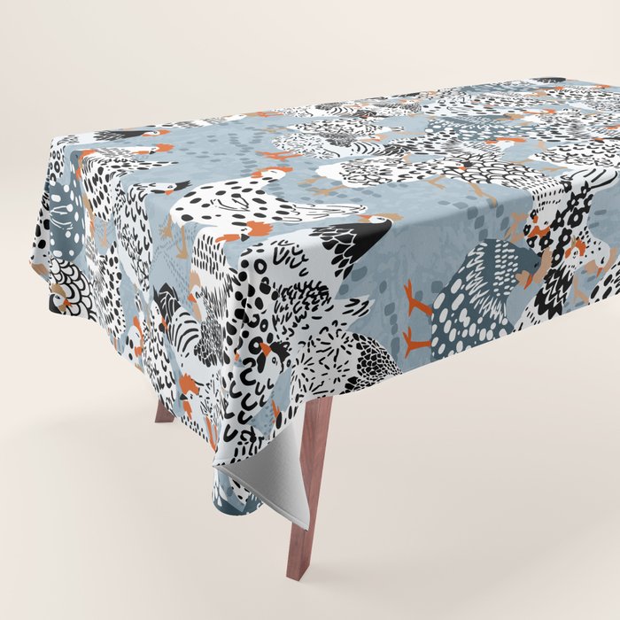 Favorite chickens blue Tablecloth Gallery Image 1