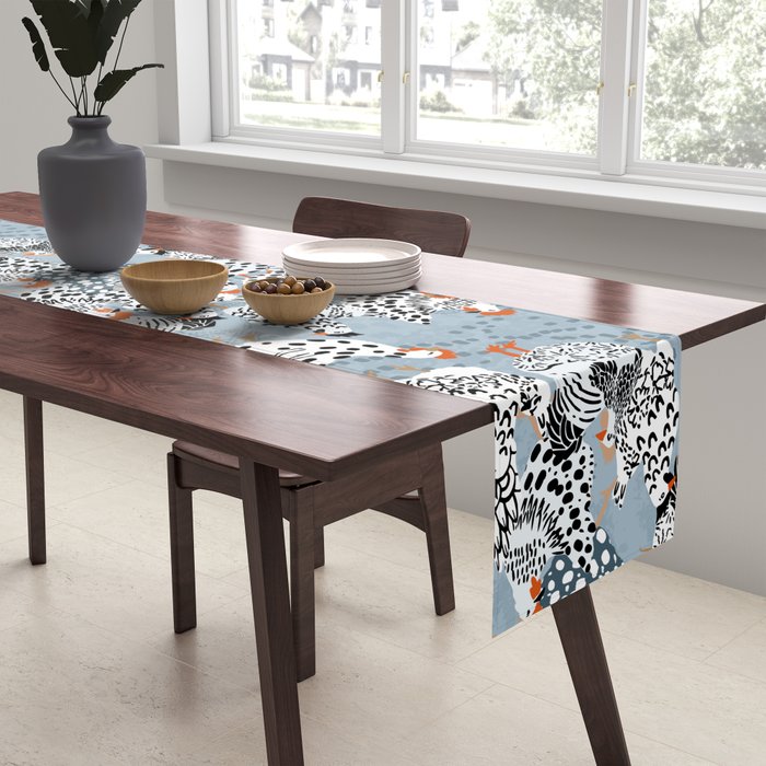 Favorite chickens blue Table Runner Gallery Image 2