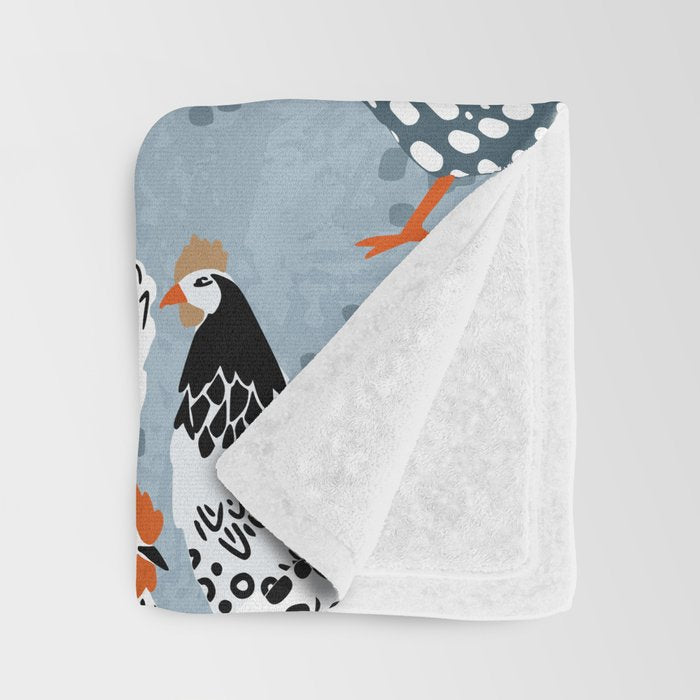 Favorite chickens blue Throw Blanket Gallery Image 3