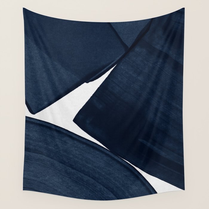 Minimalist Painting Blue II, Modern Abstract Wall Tapestry Gallery Image 4