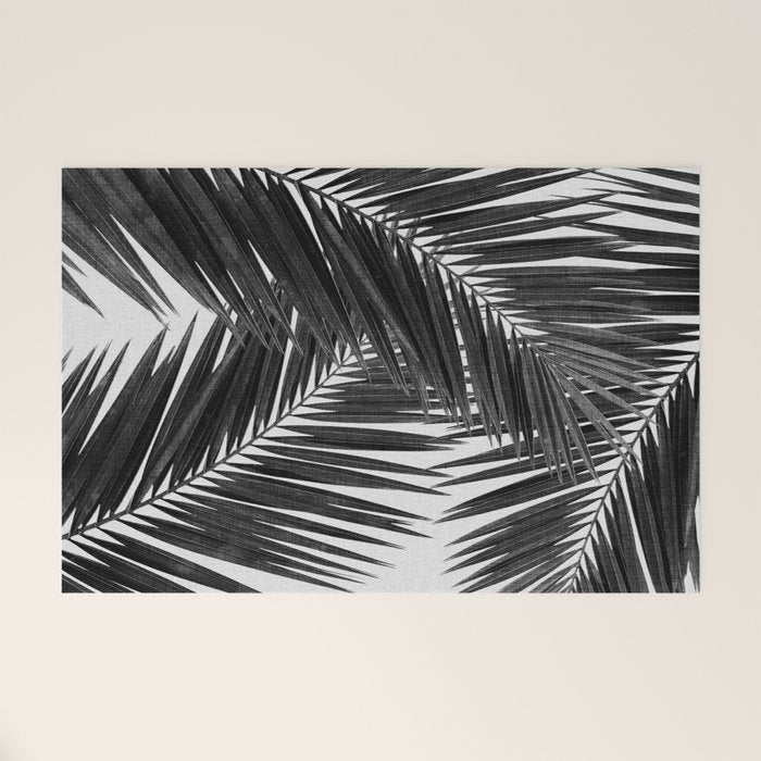Palm Leaf Black & White III Welcome Mat Gallery Image 1
