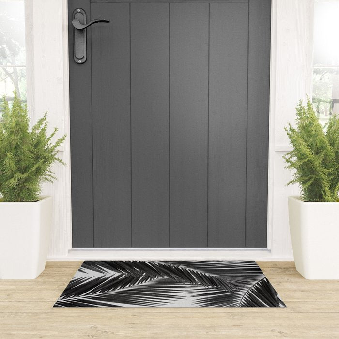 Palm Leaf Black & White III Welcome Mat Gallery Image 3