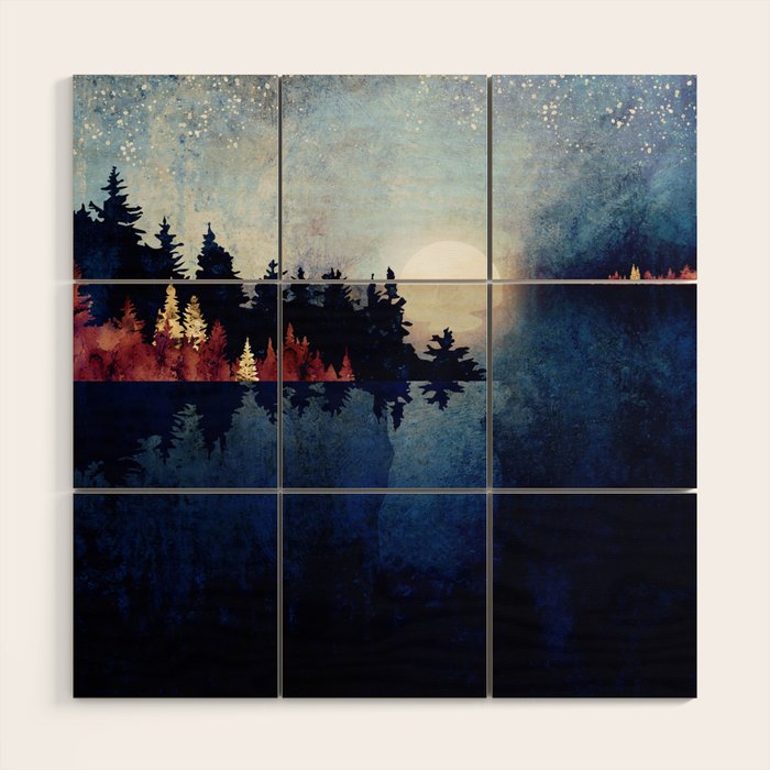 Autumn Moon Reflection Wood Wall Art Gallery Image 1