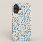 Organic Blue floral nature art doodle pattern iPhone Case Gallery Image 1