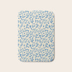 Organic Blue floral nature art doodle pattern Bath Mat Gallery Image 1