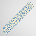 Organic Blue floral nature art doodle pattern Table Runner Gallery Image 3