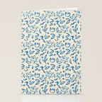 Organic Blue floral nature art doodle pattern Stationery Card Gallery Image 2