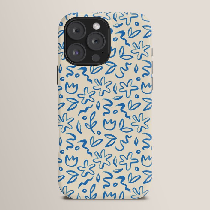 Organic Blue floral nature art doodle pattern iPhone Case Gallery Image 16