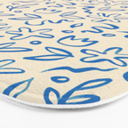 Organic Blue floral nature art doodle pattern Bath Mat Gallery Image 3