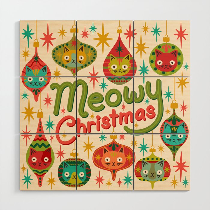Meowy Christmas Wood Wall Art Gallery Image 1