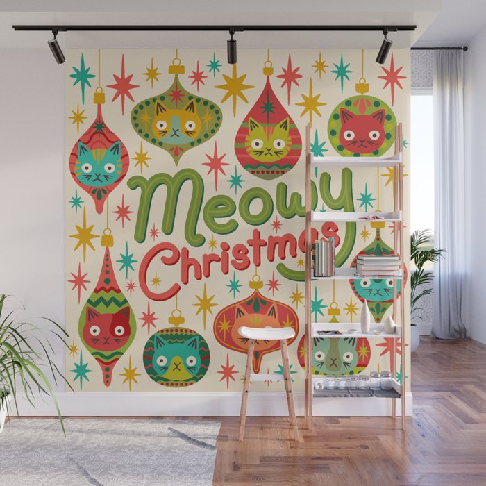 Meowy Christmas Wall Mural Gallery Image 1