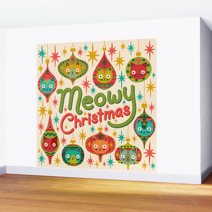 Meowy Christmas Wall Mural Gallery Image 2